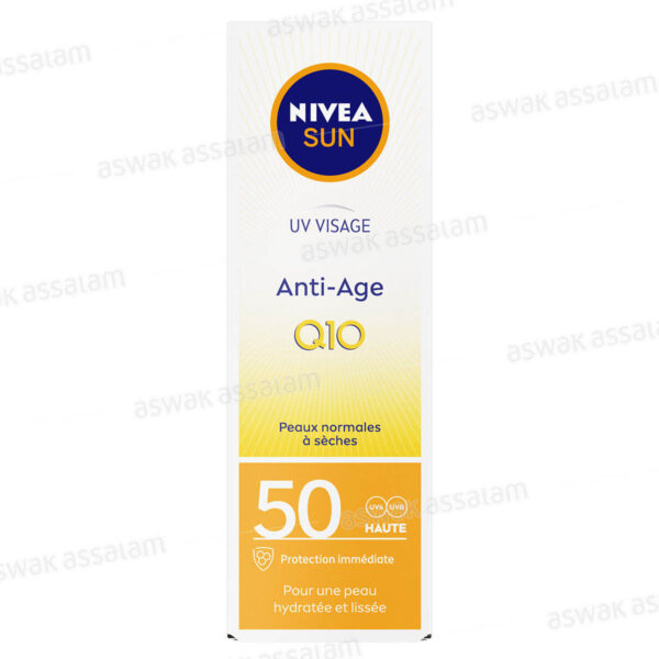 ECRAN ANTI-AGE PEAUX NOMALES A SECHES Q10 SPF 50 NIVEA SUN
