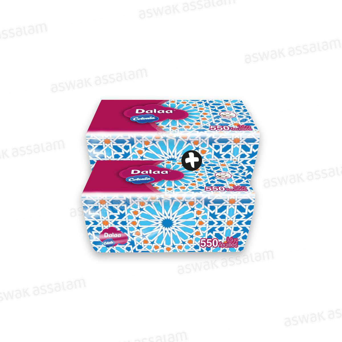 LOT DE 2 BOITES DE MOUCHOIRS 550 FEUILLES DALAA