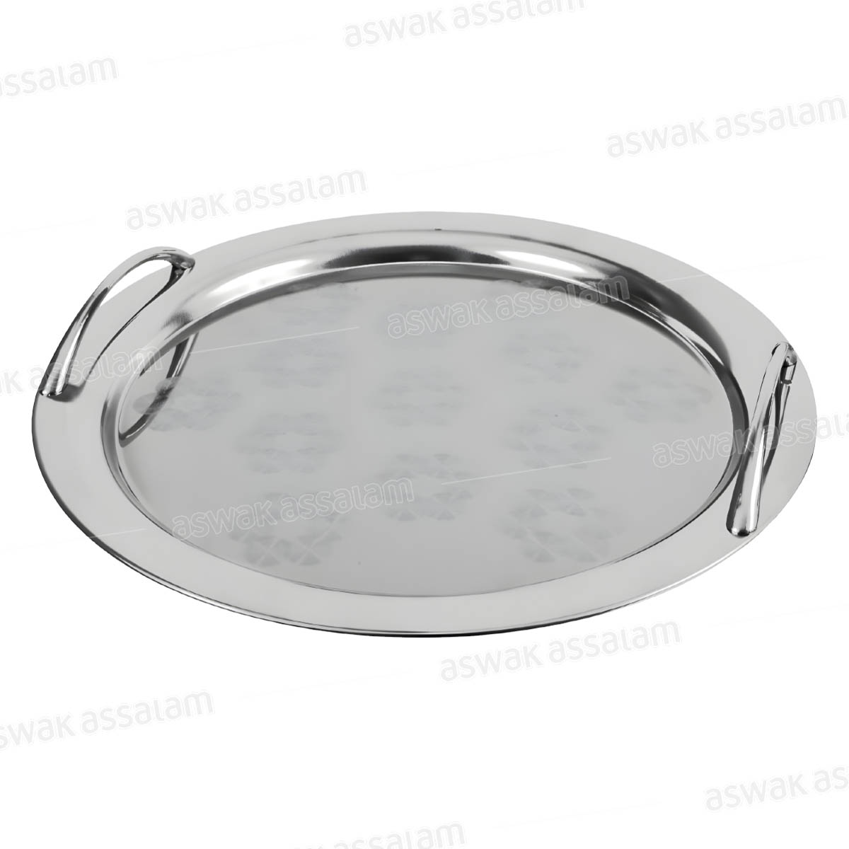 PLATEAU INOX ROND AVEC ANSES 48CM