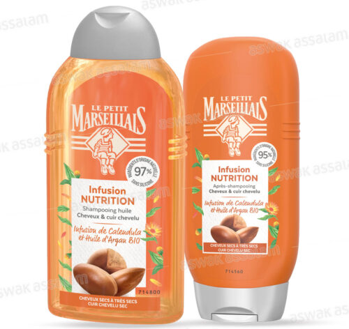 SHAMPOOING POUR CHEVEUX SECS 250ML + APRES SHAMPOOING 200ML GRATUIT LE PETIT MARSEILLAIS