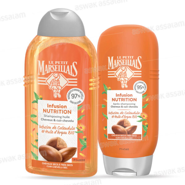 SHAMPOOING POUR CHEVEUX SECS 250ML + APRES SHAMPOOING 200ML GRATUIT LE PETIT MARSEILLAIS