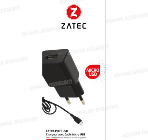 CHARGEUR AVEC CABLE INTEGRE MICRO USB M-C03 ZATEC