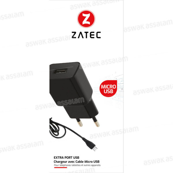 CHARGEUR AVEC CABLE INTEGRE MICRO USB M-C03 ZATEC