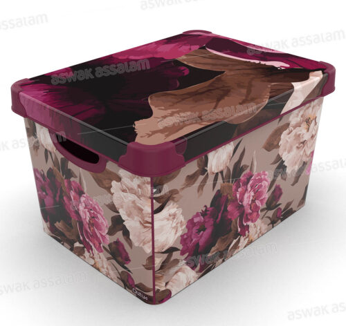 BOITE DE RANGEMENT 20L MOTIF BOUTONS DE ROSE