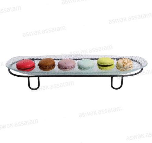 PLAT OVALE EN VERRE AVEC SUPPORT