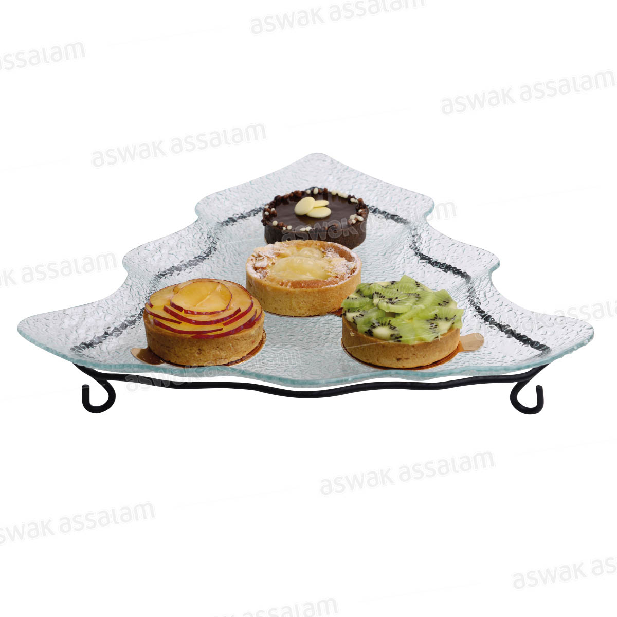 PLAT TRIANGULAIRE FORME SAPIN EN VERRE AVEC SUPPORT 35CM