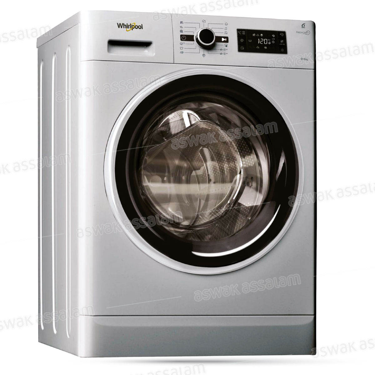 LAVANTE SECHANTE LAVAGE 9KG SECHAGE 6KG SILVER FWDG96148SBS NA WHIRLPOOL