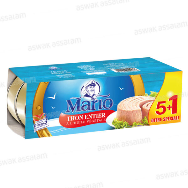 LOT DE 6 BOITES DE THON A L'HUILE VEGETALE 80G MARIO (5 ACHETES = 1 GRATUIT)