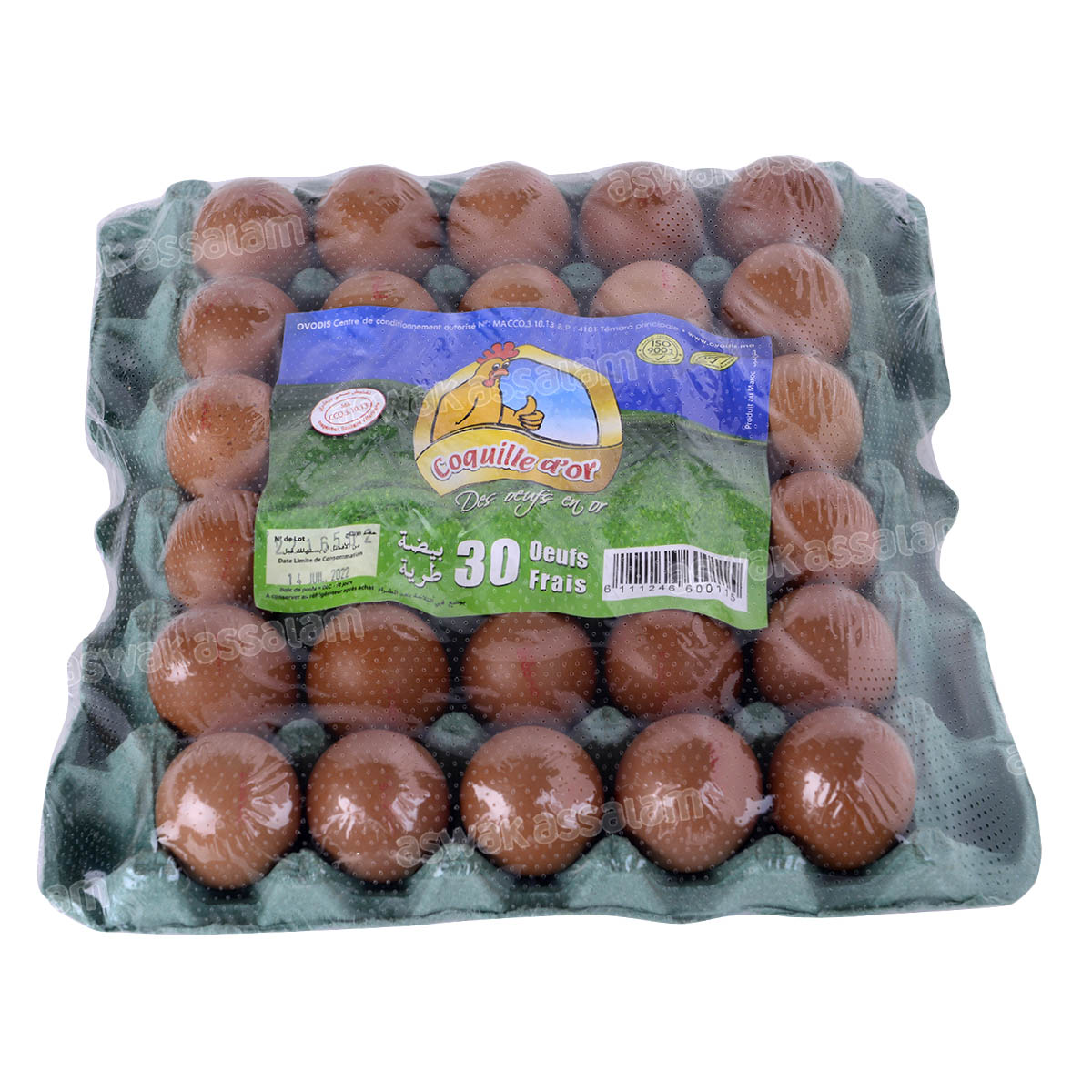 OEUF CALIBRE +/- 50G PLATEAU DE 30 1.650KG COQUILLE D'OR
