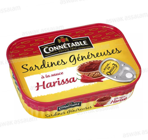 SARDINES GENEREUSES A LA SAUCE HARISSA 140G CONNETABLE