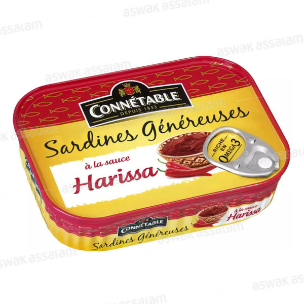 SARDINES GENEREUSES A LA SAUCE HARISSA 140G CONNETABLE