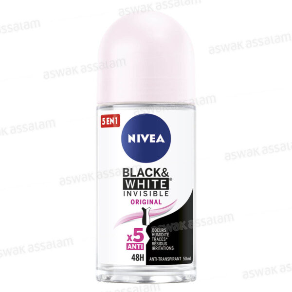 DEODORANT BILLE POUR FEMME 5 EN 1 BLACK AND WHITE INVISIBLE ORIGINAL 50ML NIVEA