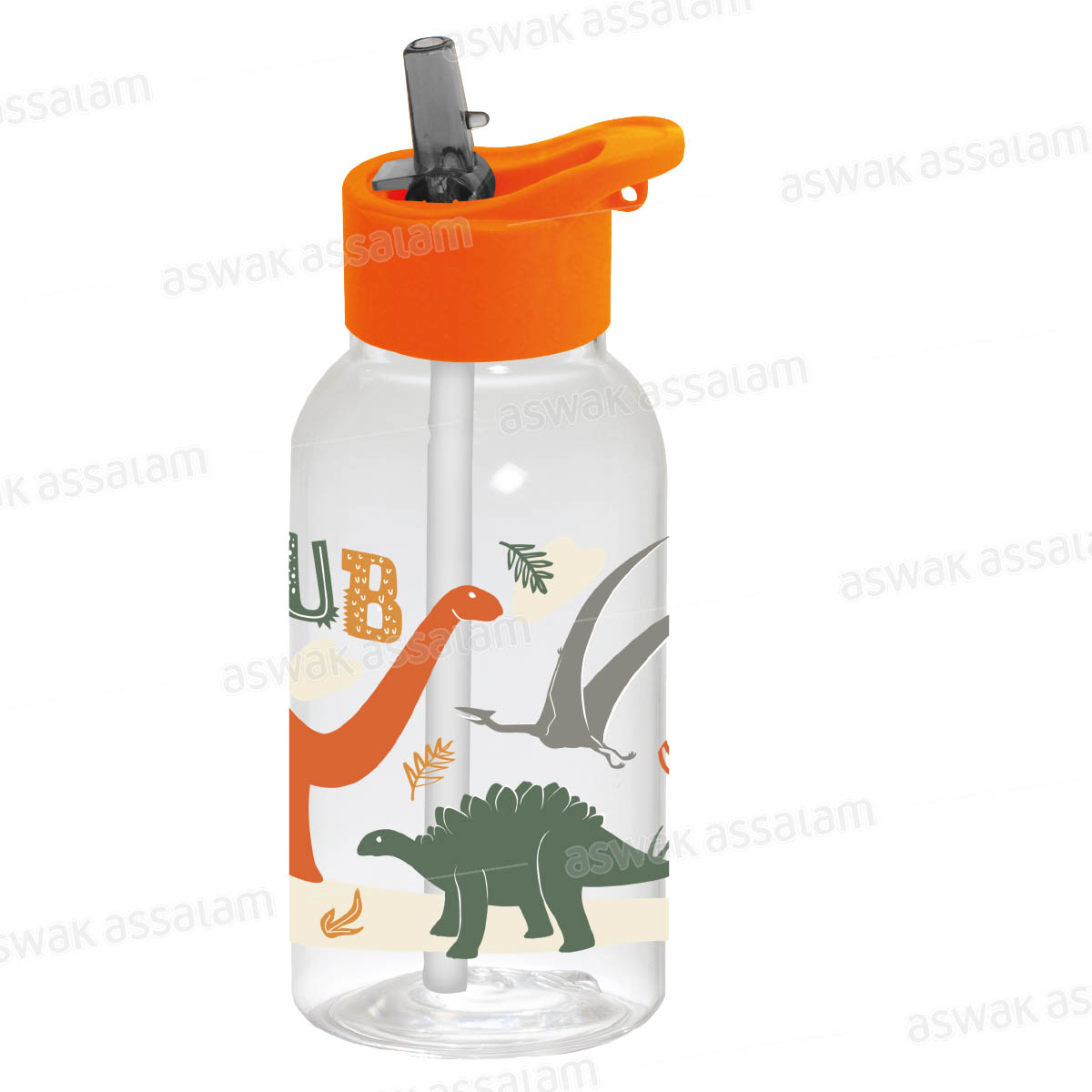 BOUTEILLE A EAU EN PLASTIQUE AVEC PAILLE 460ML DINO CLUB