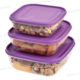 LOT DE 3 BOITES DE CONSERVATION CARREES EN PLASTIQUE 0,7-1,1-1.6L
