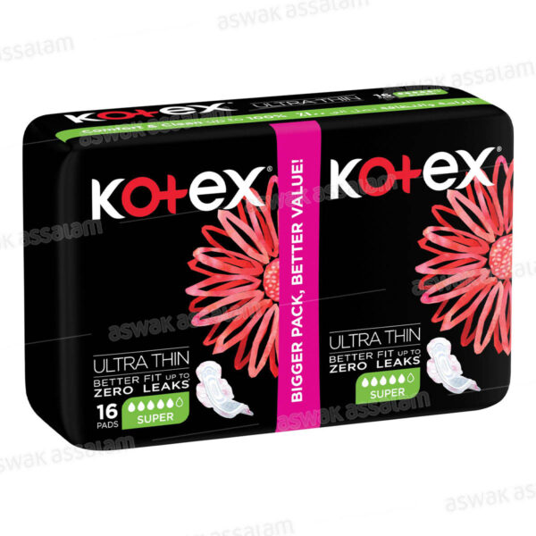 SERVIETTES HYGIENIQUES ULTRA FINES 16 UNITES VALUE PACK KOTEX