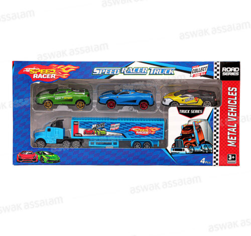 SET CAMION + 3 VOITURES EN METAL 32*15*4,5CM