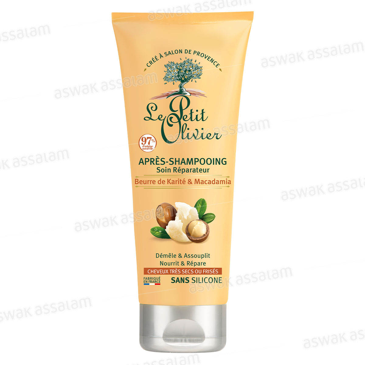 APRES-SHAMPOOING BEURRE DE KARITE ET MACADAMIA CHEVEUX TRES SECS OU FRISES 200ML LE PETIT OLIVIER