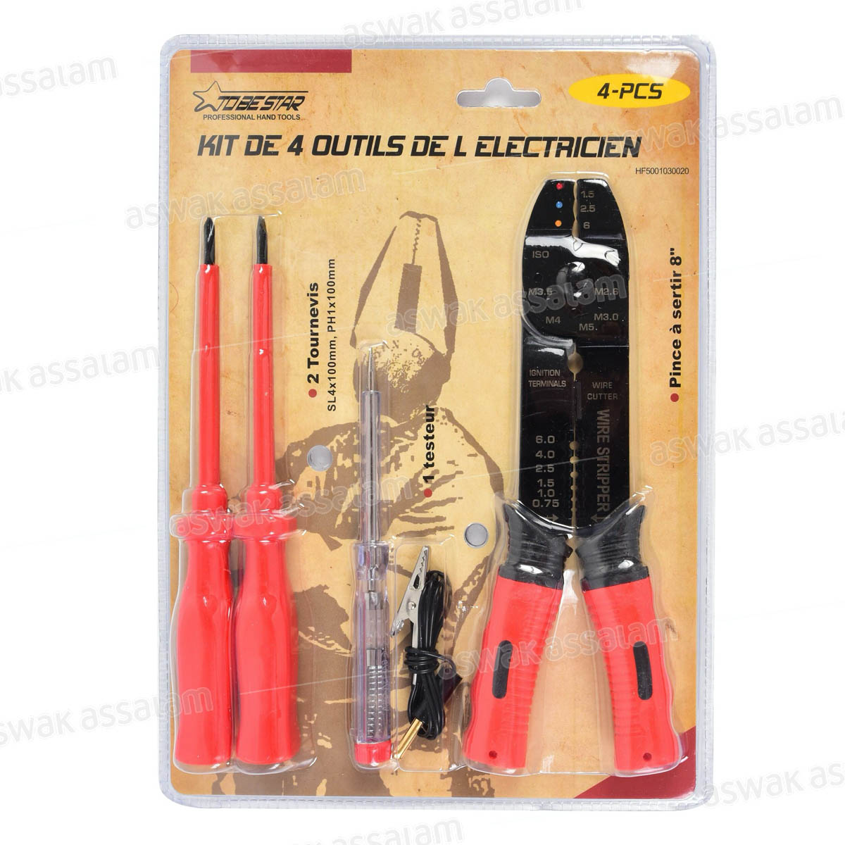 KIT DE 4 OUTILS DE L'ELECTRICIEN