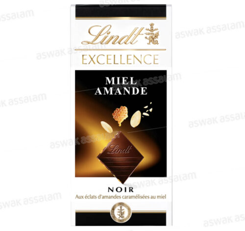 CHOCOLAT NOIR AUX ECLATS D’AMANDES CARAMELISEES AU MIEL 100G LINDT EXCELLENCE