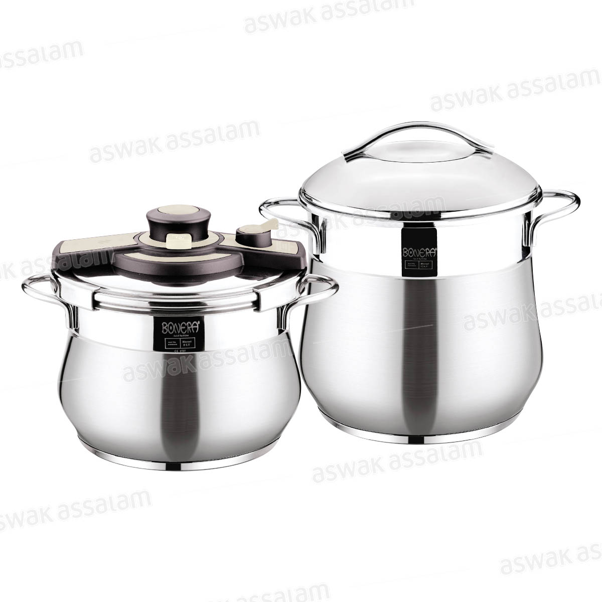 SET 4 PIECES EN INOX AUTOCUISEUR AVEC COUVERCLE 8L + MARMITE AVEC COUVERCLE 12L