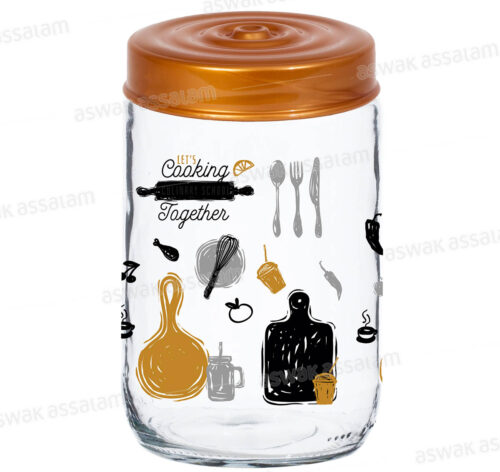 BOCAL DE CONSERVATION EN VERRE DECORE 600ML LETS COOKING TOGETHER