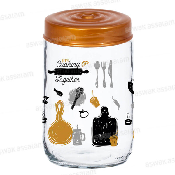 BOCAL DE CONSERVATION EN VERRE DECORE 600ML LETS COOKING TOGETHER