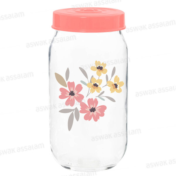 BOCAL DE CONSERVATION EN VERRE DECORE 1L SPRING FLOWER