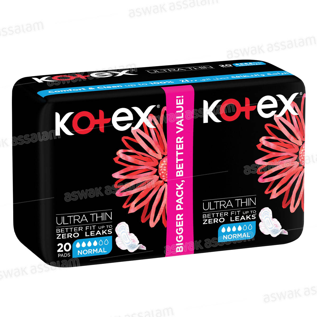 SERVIETTES HYGIENIQUES NORMAL 20 UNITES VALUE PACK KOTEX