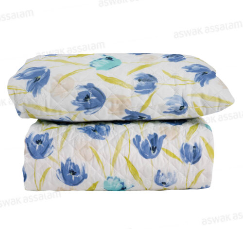 COUVRE-LIT 240*220CM + 2 TAIES D’OREILLER 50*70CM IMPRIME FLEURS