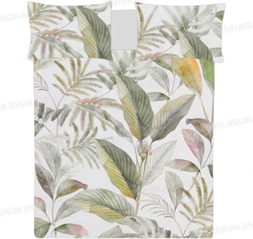 COUVRE-LIT 260*240CM + 2 TAIES D’OREILLER 50*70CM IMPRIME FLEURS