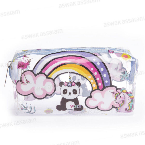 TROUSSE A CRAYONS A FERMETURE ECLAIR TRANSPARENTE MOTIF PANDA 18,5*9*6CM VUKI