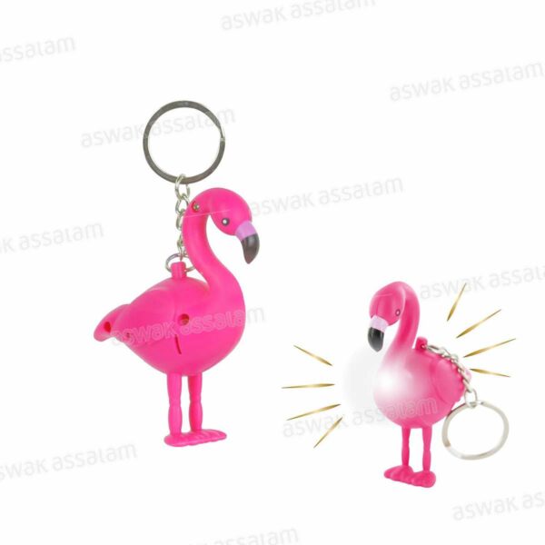PORTE-CLES FLAMANT ROSE SONORE ET LUMINEUX