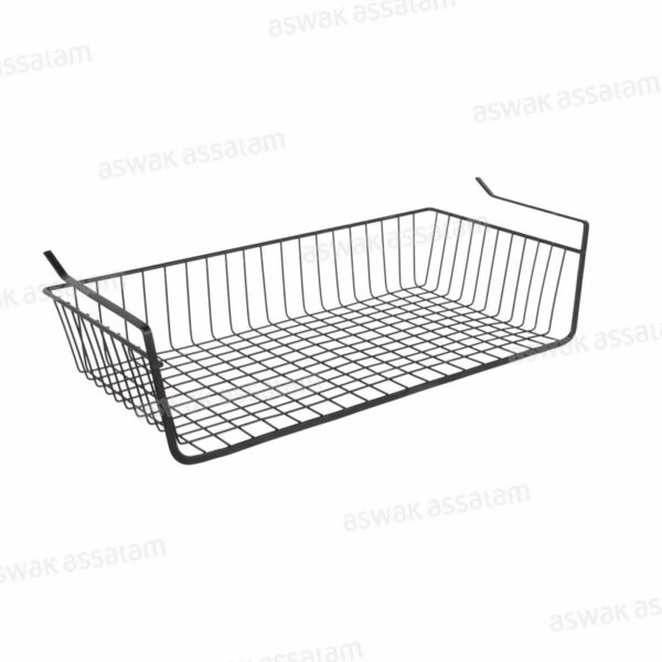 PANIER SUSPENDU EN METAL FILAIRE NOIR 56X14X26CM