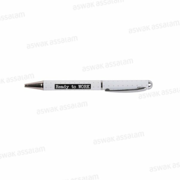 STYLO A BILLE METAL HAPPY WORKING - BLANC