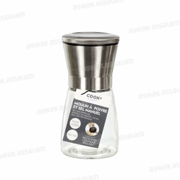 MOULIN A POIVRE OU SEL EN INOX ET VERRE 160ML