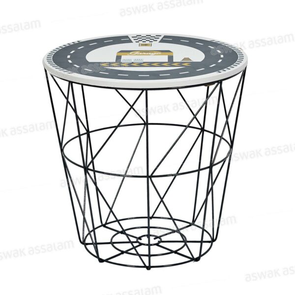 TABLE FILAIRE EN BOIS ET METAL - NOIR 30*30CM