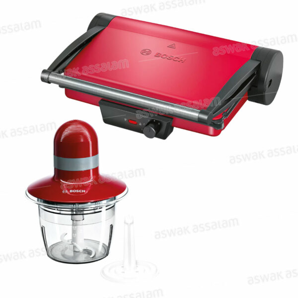 PACK GRILL PANINI 2000W TFB4402V/TCG4104 + MINI HACHOIR 400W MMR08R2 BOSCH