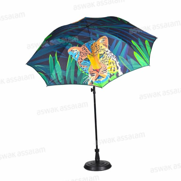 PARASOL 2M MOTIF TIGRE AVEC POLE EN ALUMINIUM