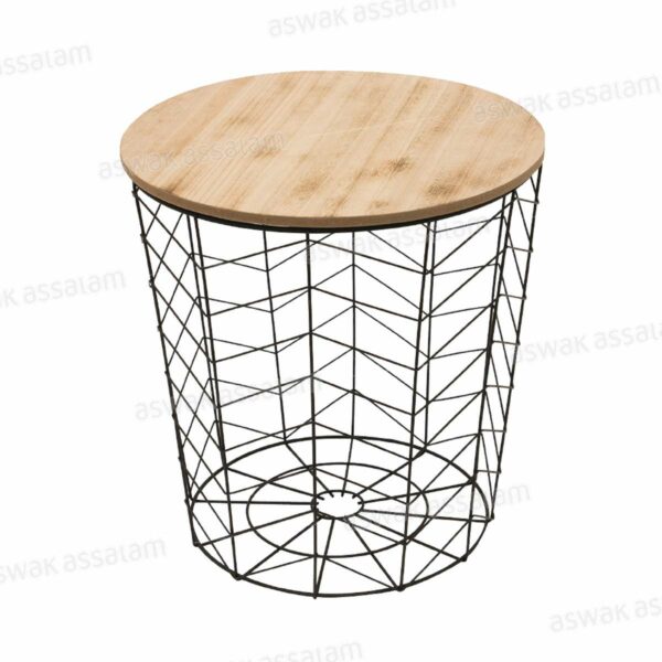 TABLE FILAIRE BOIS ET METAL NOIR MOTIF CHEVRON