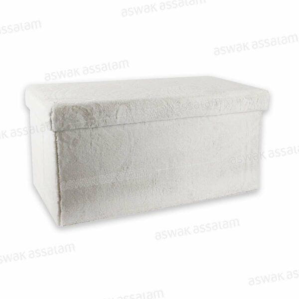 COFFRE BANC PLIABLE EN FAUSSE FOURRURE BLANCHE