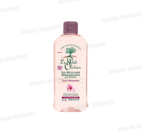 EAU MICELLAIRE DEMAQUILLANTE ANTI-POLLUTION FLEUR D’AMANDIER 400ML LE PETIT OLIVIER