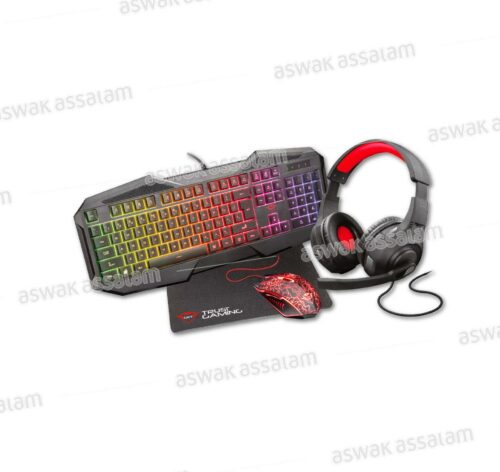 PACK CLAVIER + SOURIS + CASQUE + TAPIS SOURIS CXT 1180RW NOIR TRUST GAMING