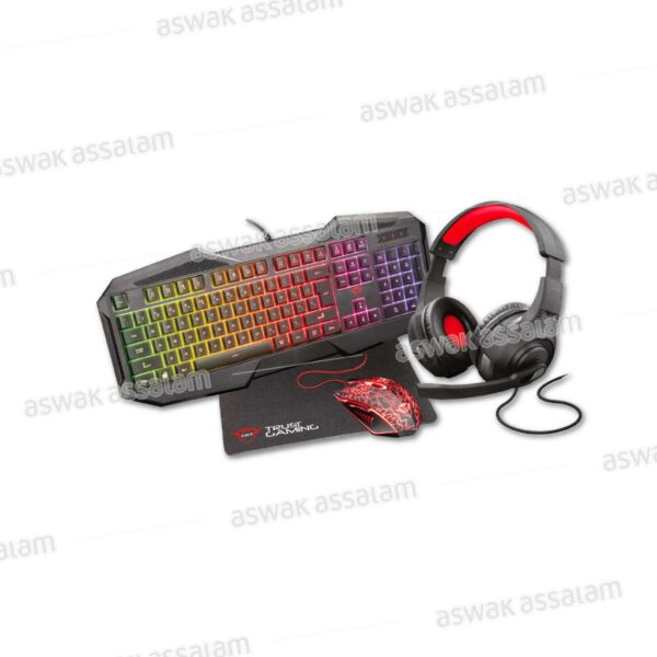 PACK CLAVIER + SOURIS + CASQUE + TAPIS SOURIS CXT 1180RW NOIR TRUST GAMING
