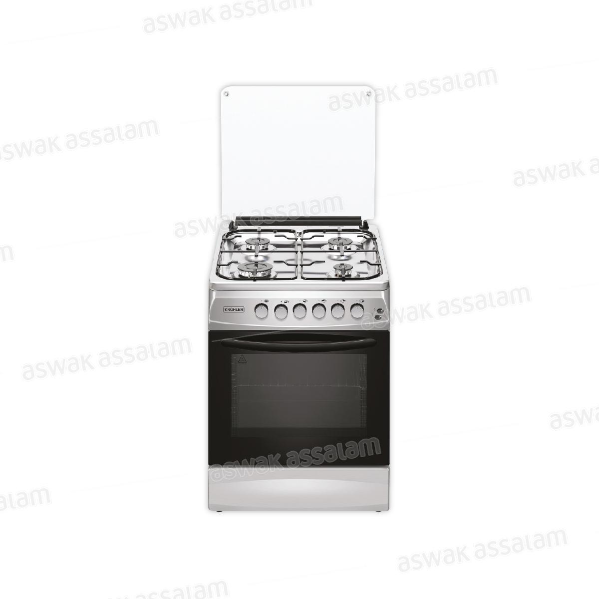 CUISINIERE 4 FEUX 50x60CM INOX DOUBLE GAZ CK5060-DGL-IN KROHLER
