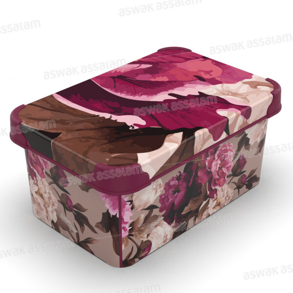 BOITE DE RANGEMENT 5L MOTIF BOUTONS DE ROSE