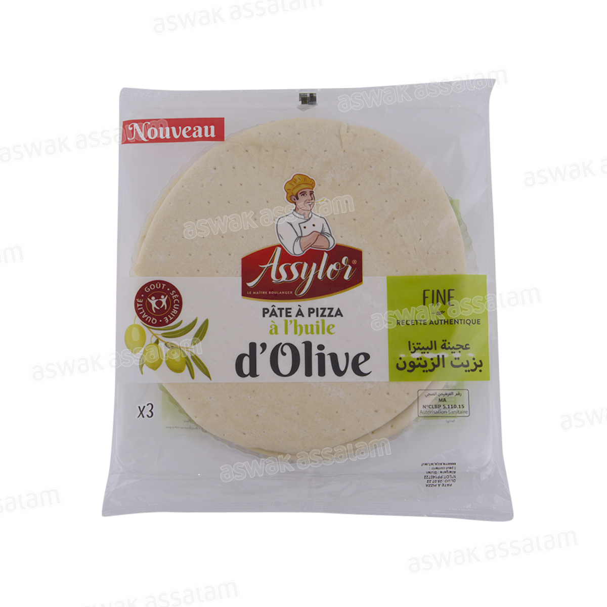 PATE A PIZZA A L'HUILE D'OLIVE 3 UNITES ASSYLOR