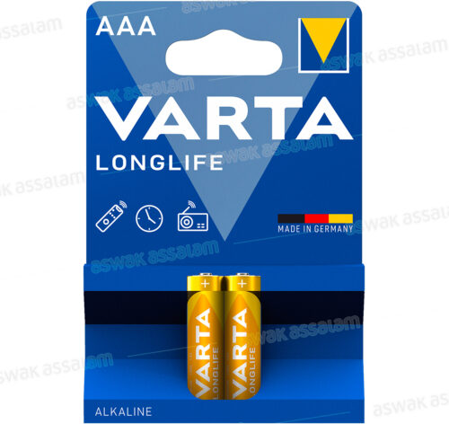 2 PILES ALCALINES LONGLIFE TYPE AAA VARTA
