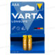 2 PILES ALCALINES LONGLIFE TYPE AAA VARTA