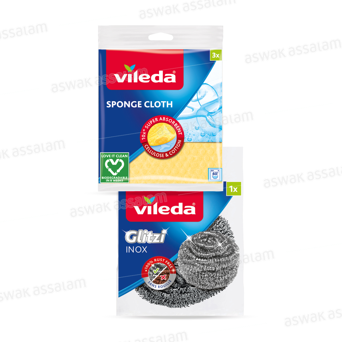 LAVETTES VILEDA 3 UNITES (GRATTON INOX GRATUIT)