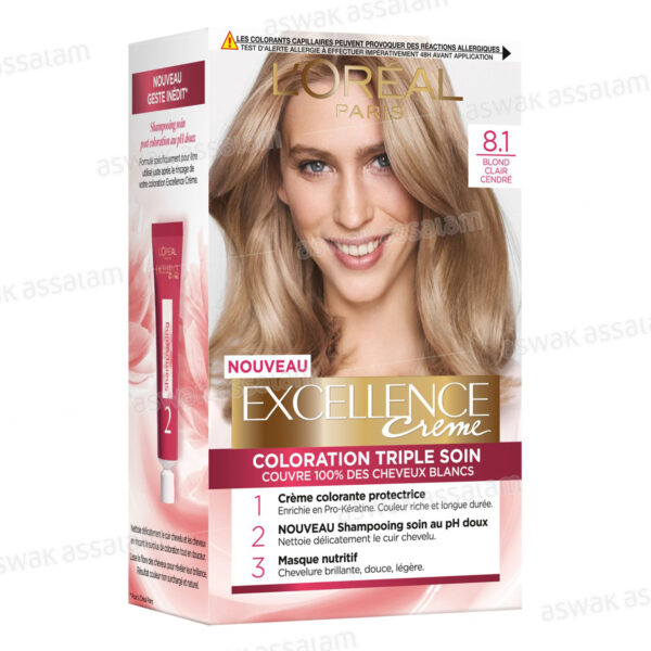 COLORATION 8.1 BLANC CLAIR CENDRE EXCELLENCE